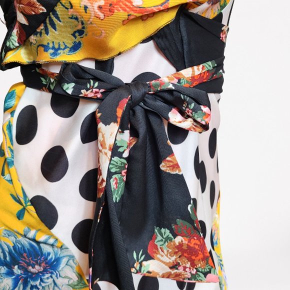 ZARA FLORAL PRINT POLAK DOT AND PATCHWORK DRESS - STUNNING - SIZE S - Picture 7 of 16